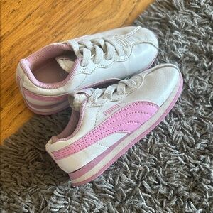 Toddler Girl Puma Pink and White Sneakers Size 8C